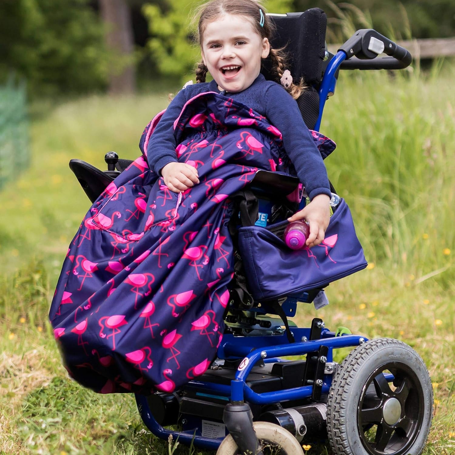 Funda Universal Impermeable con Forro Polar para Silla de Ruedas Infantil Flamencos