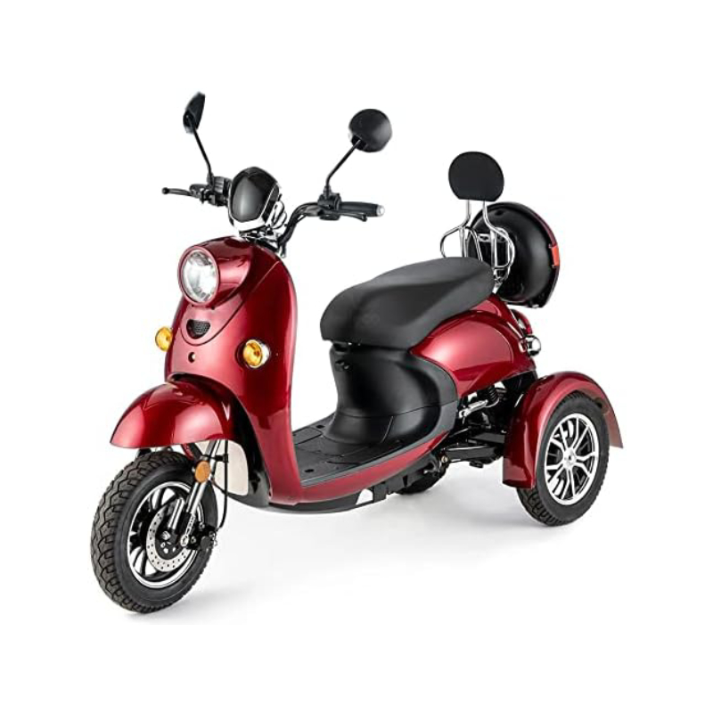 Scooter eléctrico de movilidad de 3 ruedas Diseño de estilo vintage italiano Rojo