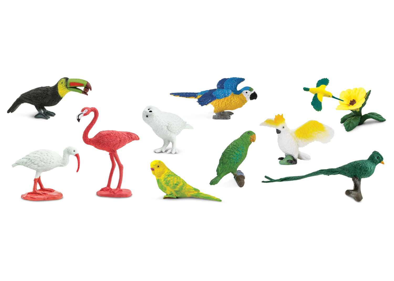 Set de 11 Figuras en Miniatura de aves exóticas