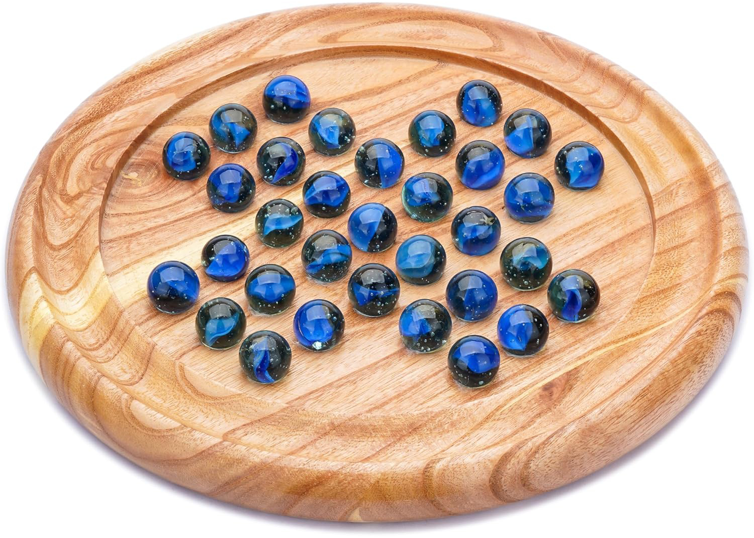 Solitario de madera con canicas – Juego de lógica, planificación y resolución de problemas