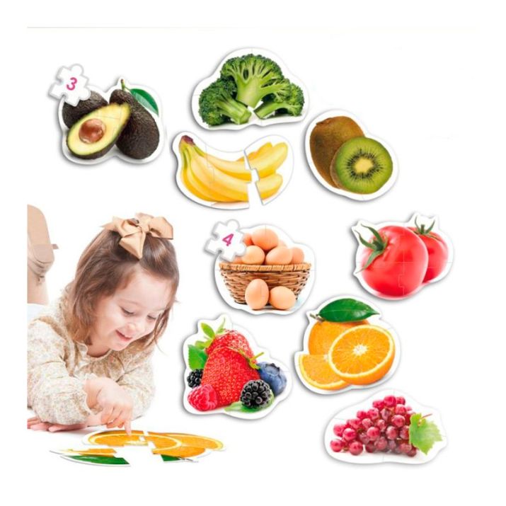 Set de 9 maxi puzles siluetas: Alimentos sanos Akros
