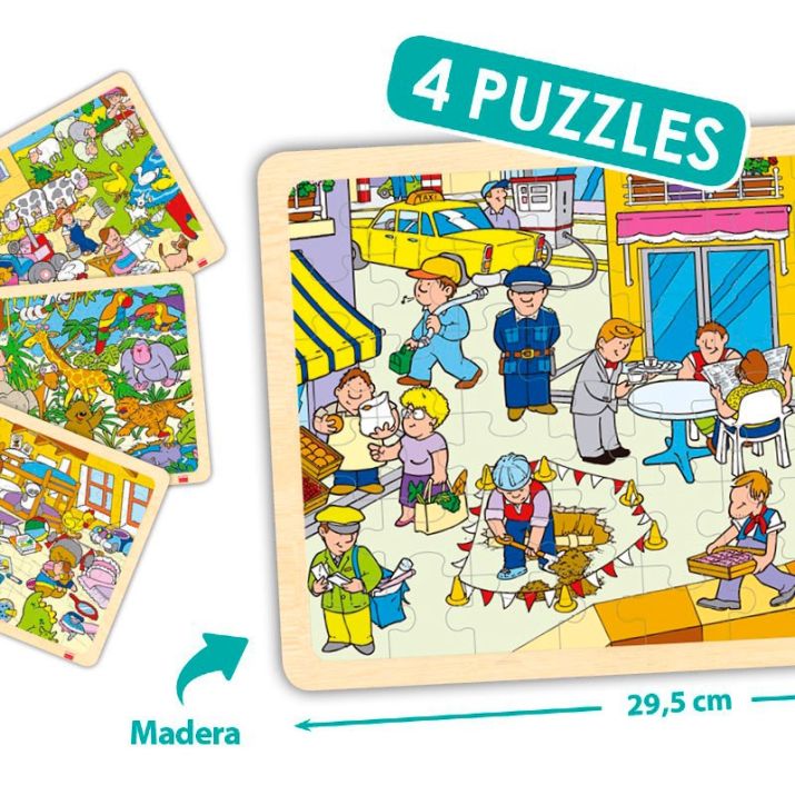 Set de 4 puzles de madera: Lugares Akros