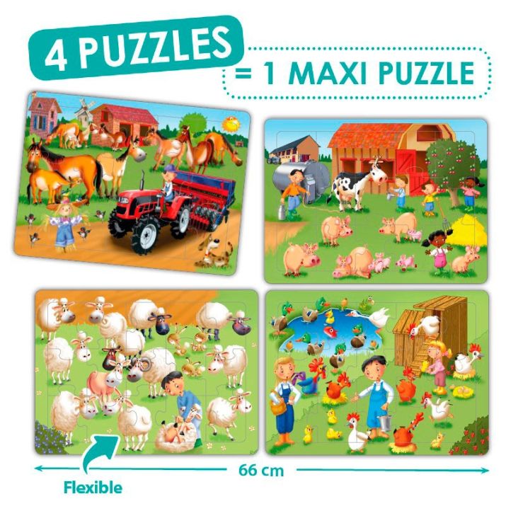 Set de 4 puzles flexibles cooperativos: La granja Akros