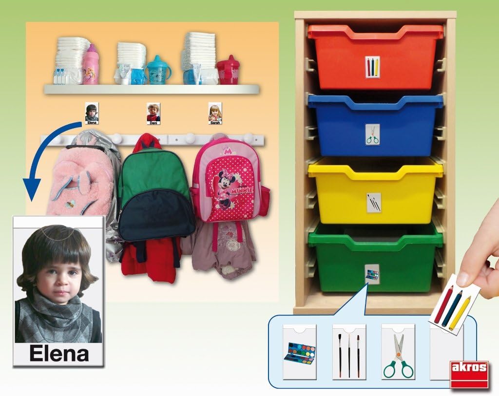 Identificadores adhesivos – Akros: 28 pegatinas y 25 etiquetas para organizar materiales y pertenencias
