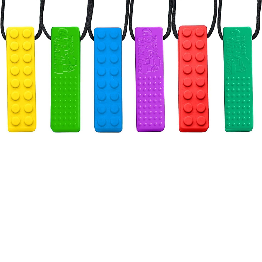 Collar mordedor sensorial Tilcare Chew Chew: pack de 6 colgantes de silicona para masticación oral