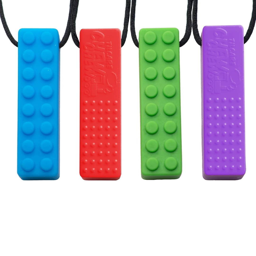 Collar mordedor sensorial Tilcare Chew Chew: pack de 4 colgantes de silicona